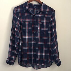 GAP Sheer Plaid Button Down Blouse | Size Small